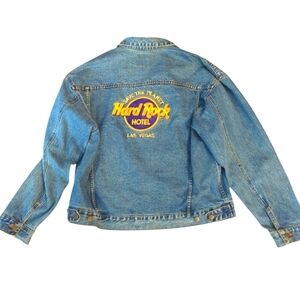 Vintage 90s Hard Rock Hotel Las Vegas Denim Trucker Jean Jacket  Size XL